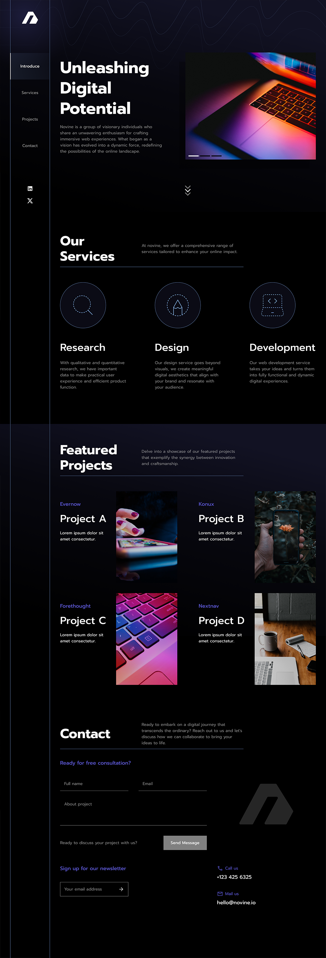 Novine landing page design