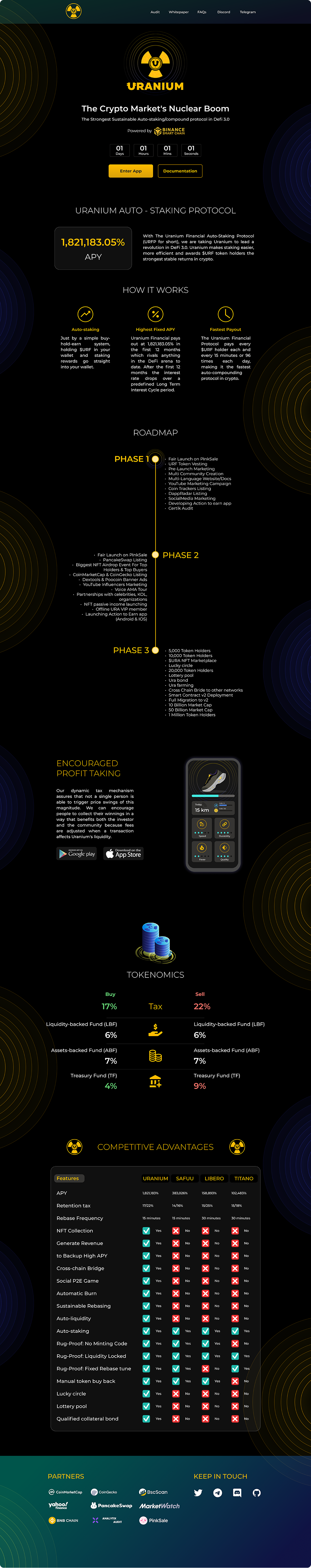 Uranium landing page design