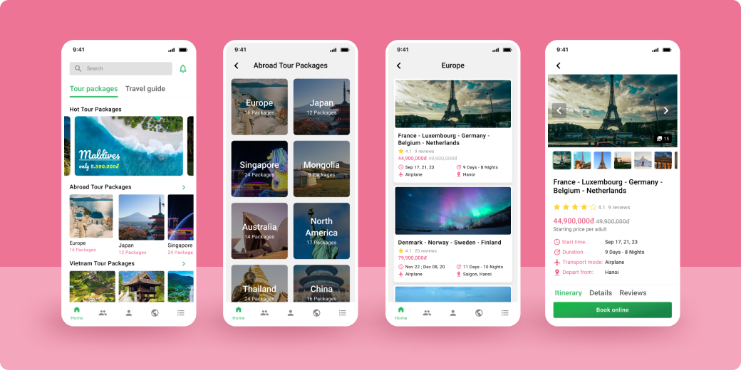 View home screens and packages